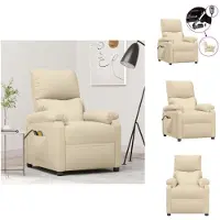 vidaXL Fauteuil de massage électrique Crème Tissu - Fauteuil de massage