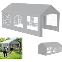 XMTECH Tente de réception 3x6 m imperméable protection UV 50+ avec parties latérales amovibles, pavillon de jardin tente de mariage 18m² avec bâche PE, stable & résistant aux intempéries - Gris