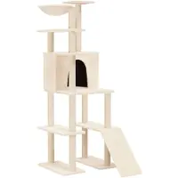 Syfax Arbre à chat avec griffoirs en sisal Crème 166 cm