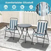 Northio Ensemble de balcon 3 pièces, table de bistro avec 2 chaises pliantes, ensemble de sièges avec structure en métal robuste