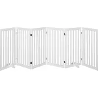 Costway Barrière pour chiens hauteur 89cm, 4 panneaux Barrière de sécurité en bois pliable, Barrière d'escalier Barrière pour chiens flexible Barrière de sécurité pour porte (Blanc)
