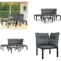 vidaXL 5 pcs. Garden Lounge Set Noir et Gris Poly Rattan - Garden Lounge Set - Garden Lounge Sets - Lounge Set - Garden Lounge Set