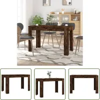 The Living Store Table de salle à manger chêne fumé 120x60x76 cm bois composite
