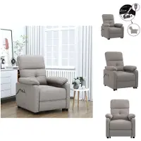 vidaXL Fauteuil de massage électrique Taupe Tissu - Fauteuil de massage