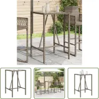 The Living Store Table de bar de jardin Gris 70x70x110 cm Poly rotin