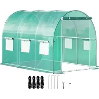 Sans marque Serre tunnel Deluxe accessible – Serre tunnel / serre – 3 x 2,1 x 2,1 m – Imperméable – Armature en acier galvanisé – Pour légumes et fleurs