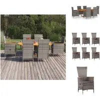 vidaXL Ensemble de jardin 7 pièces Poly Rotin Gris - Ensemble de meubles de jardin