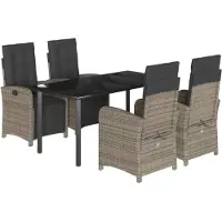 vidaXL Ensemble de jardin 5 pièces avec coussins Gris Poly rotin