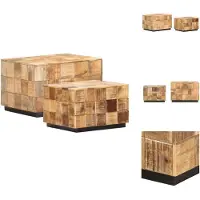 vidaXL Tables basses 2 pcs. en design block Mango massif rugueux - Tables basses