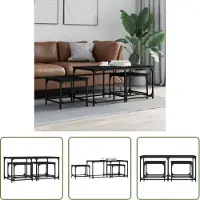 The Living Store Tables d'ensemble 3 pcs noir bois composite
