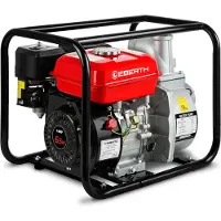 Eberth Pompe à eau 6,5 CV avec 60.000l/h et 30m de hauteur de refoulement, raccord 3 pouces, pompe de jardin pour eaux sales avec moteur 4 temps et 7m de hauteur d'aspiration
