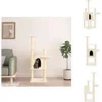 vidaXL Arbre à chat avec colonnes à griffer en sisal Crème 132 cm - Arbres à chat