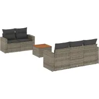 vidaXL Ensemble de salon de jardin 6 pièces avec coussins Gris Poly rotin
