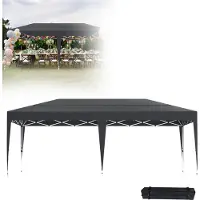 LZQ Tente pliante POP UP 3 x 6 m, tente de réception pliable avec protection UV, imperméable, hauteur réglable, tente de jardin avec sac de rangement, anthracite