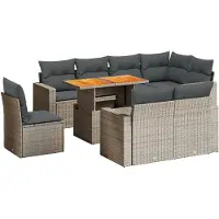 vidaXL Ensemble de salon de jardin 9 pièces avec coussins Gris Poly rotin