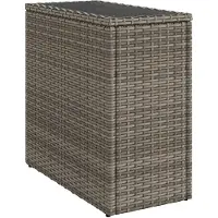 Syfax Table d'appoint de jardin avec dessus en verre gris rotin