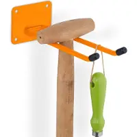 Relaxdays Crochet mural , rangement pour outils de jardinage et outillage, résistant, longueur : 24 cm, support pour outils, acier, orange