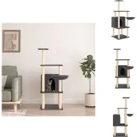 vidaXL Arbre à chat avec colonnes à griffer en sisal gris foncé 132 cm - Arbres à chat