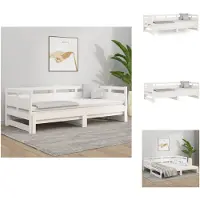 vidaXL Lit de jour Extensible Blanc Pin massif 2x(80x200) cm - Lits et Sommiers