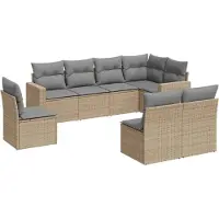 vidaXL Ensemble de jardin canapé 8 pièces avec coussins Beige Poly Rattan