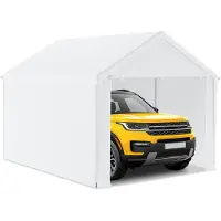 UISEBRT 3x4m Grand garage en toile Toit de garage - Abri résistant aux UV Carport Tente de garage & Tente de stockage avec toit en PE pour voiture, SUV, camion, bateau - Blanc