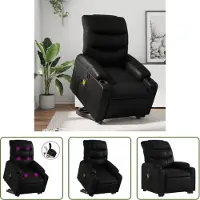 The Living Store Fauteuil de massage avec releveur Noir Similicuir