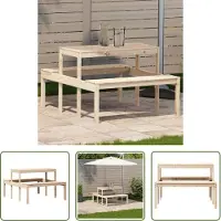 The Living Store Table de pique-nique 110x134x75 cm pin massif