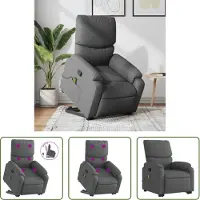 The Living Store Fauteuil de massage avec releveur Gris foncé Tissu
