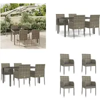 vidaXL 5 pcs. Salon de jardin avec coussins Gris Poly Rotin - Salon de jardin - Salon de jardin - Salon Terrasse