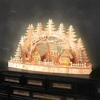 Spetebo 3.08 Arc de lumière décoratif en bois avec 10 LED / minuterie - environ 44 x 26,5 cm