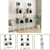 The Living Store Arbre à chat avec colonnes à griffer en sisal gris clair 199 cm