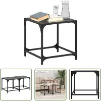 The Living Store Tables basses avec plateau en verre 2 pcs Noir 40x40x40 cm Acier