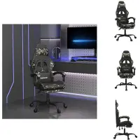 vidaXL Chaise de jeu avec repose-pieds pivotant noir camouflage similicuir - Fauteuil de jeu