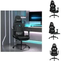 vidaXL Chaise de jeu avec massage & repose-pieds Noir Similicuir - Fauteuil de jeu