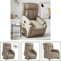 The Living Store Fauteuil de massage avec releveur Électrique Cappuccino Similicuir