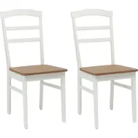 vidaXL Chaise de salle à manger 2 pcs Blanc et naturel Bois massif de caoutchouc