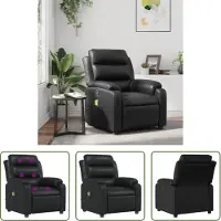 The Living Store Fauteuil de massage Noir Similicuir