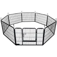 HOME DELUXE - Enclos pour chiots BARKI - 80 x 60 cm, 8 pièces, couleur : noir, avec verrouillage de porte, coins et bords arrondis I Aire de jeux pour chiots Enclos pour chiots