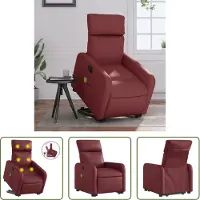The Living Store Fauteuil de massage avec releveur Vin rouge Similicuir