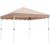 Happyment Gazebo pliant Valora – 3 x 3 m – Imperméable et protection UV 50+ – Avec 4 sacs de lestage et un sac de transport – Beige – Pour le jardin, la terrasse et les événements en plein air