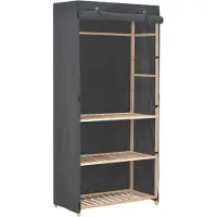 Syfax Garde-robe à 3 niveaux Gris 79 x 40 x 170 cm Tissu