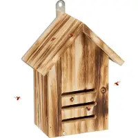 Relaxdays Maison pour coccinelles, hôtel pour coccinelles de jardin, à suspendre, bois non traité, H x l x P : 22 x 17 x 10 cm, couleur naturelle