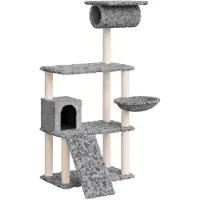 Syfax Arbre à chat avec griffoirs en sisal Gris clair 131 cm