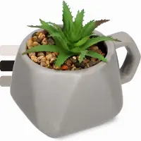 Kadax Succulentes "Rouy", petite plante artificielle avec pot, 1 pièce, gris, 8 cm