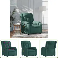 The Living Store Fauteuil de massage Vert foncé Tissu