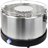 Syntrox Germany Gril de table en acier inoxydable à faible émission de fumée avec ventilation active Molirus | Gril au charbon de bois
