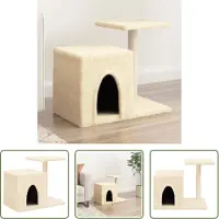 The Living Store Arbre à chat avec griffoirs en sisal Crème 50,5 cm