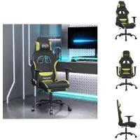 vidaXL Chaise de jeu avec repose-pieds noir et vert clair Tissu - Fauteuil de jeu