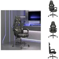 vidaXL Chaise de jeu avec repose-pieds pivotant noir camouflage similicuir - Fauteuil de jeu
