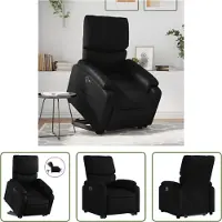 The Living Store Fauteuil relax releveur électrique noir similicuir